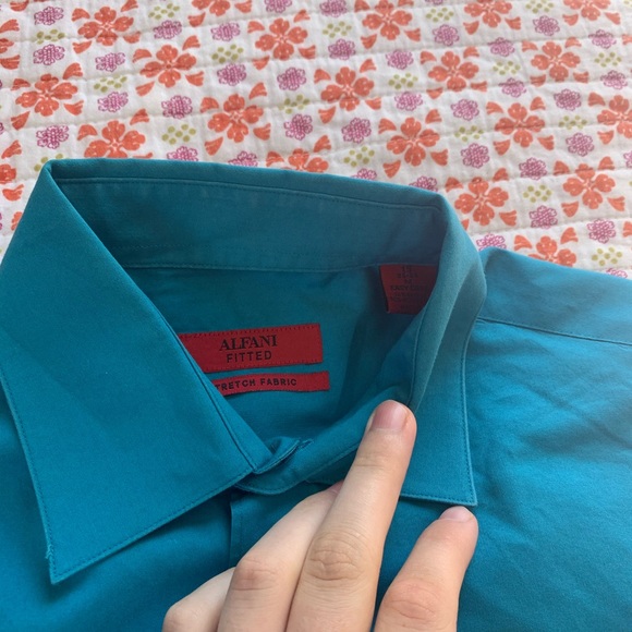 Teal/Turquoise Men’s Dress Shirt Size 15 - Picture 3 of 4